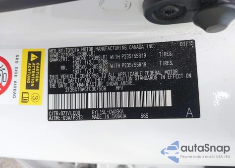 2015 Lexus Rx 450H from USA, damaged, VIN 2T2BC1BA6FC007508